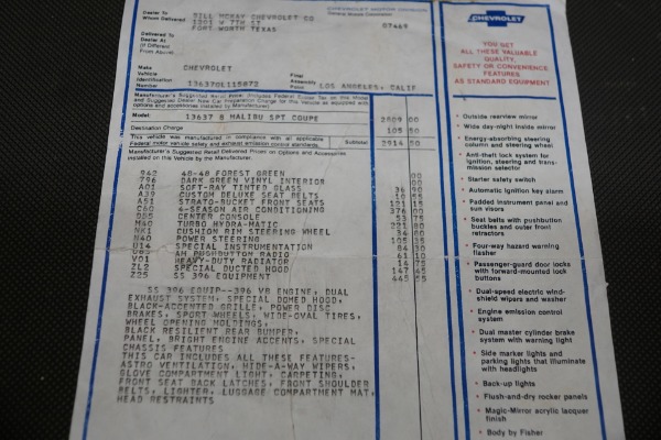 Used 1970 Chevrolet Chevelle SS396 2 Door Hardtop | Torrance, CA