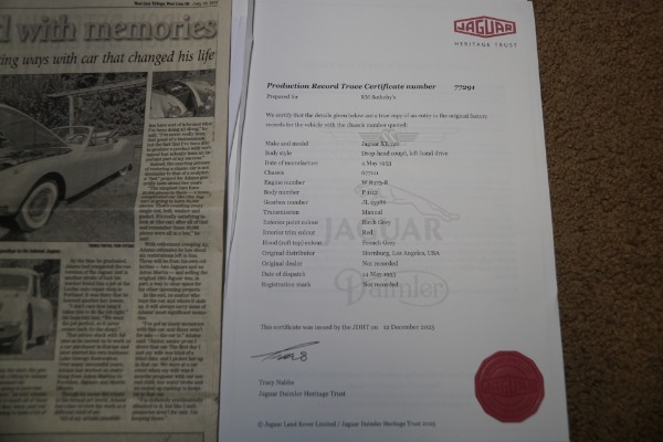 Used 1953 Jaguar XK 120 Drop Head Coupe Matching #s | Torrance, CA
